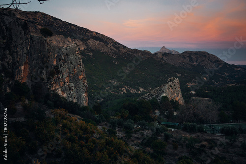 Rock on top of a mountain in southern Spain during sunset