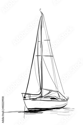 A simple line drawing of a sailboat on the water.