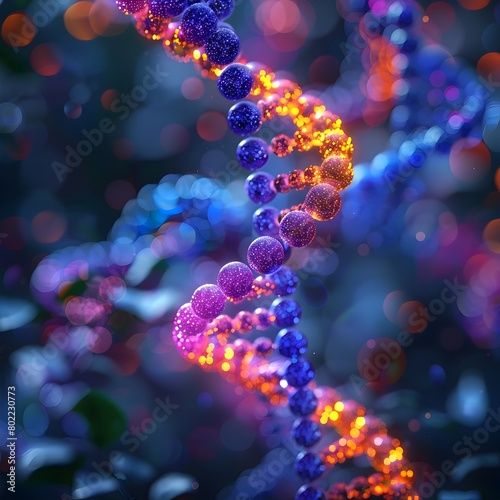 Dramatic Spiral Structure of the DNA Double Helix with Bold Colors and High Contrast © LookChin AI