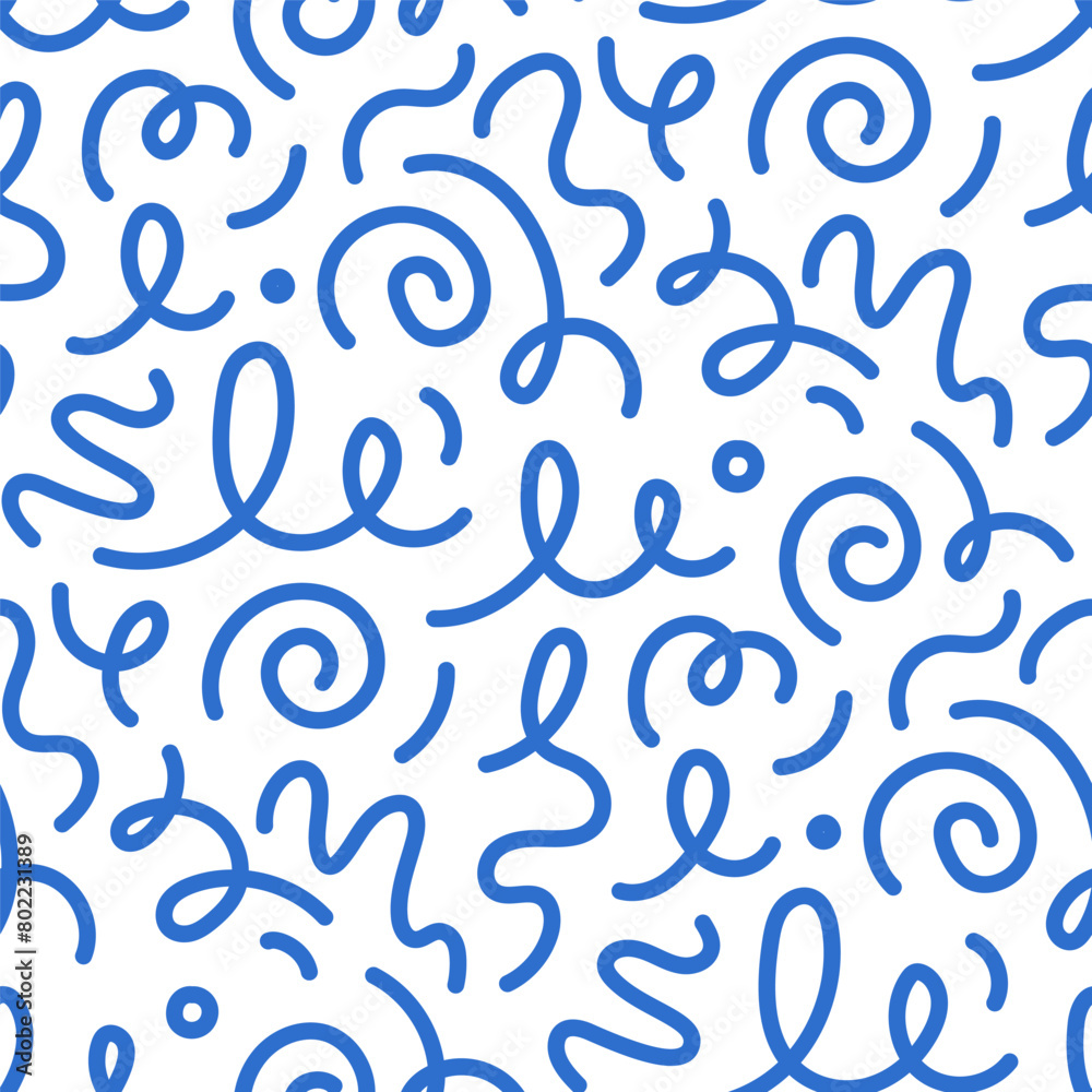 Kid line color seamless pattern. Abstract cute children party squiggle background design. Fun kid color line seamless pattern. Cute abstract children background. Vector illustration Kid line color seamless pattern. Abstract cute children party squiggle background design. Fun kid color line seamless pattern. Cute abstract children background. Vector illustration