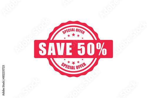Save 50 Special Offer Shopping Vector Label, stamp