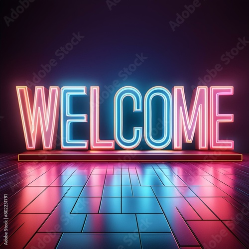 3d render of a glowing neon sign.a captivating 3D render of the word 