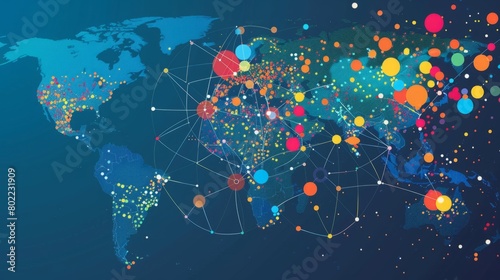 A map of the world filled with dots representing various locations and points of interest.