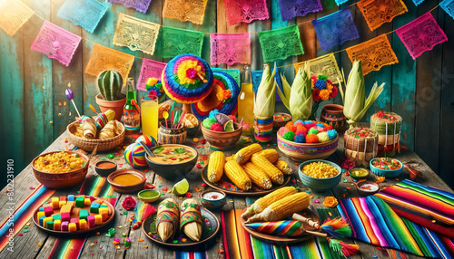 Bright and Colorful Cinco de Mayo Festive Display © arinahabich