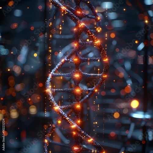Sleek Holographic DNA Data Visualization with Futuristic Lighting and Interface © LookChin AI
