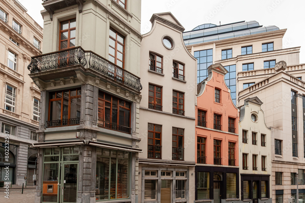 Old houses in Brussels, Belgium. Architectural details