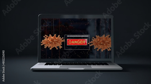 A laptop screen covered with an orange substance, potentially impacting functionality. Generative AI