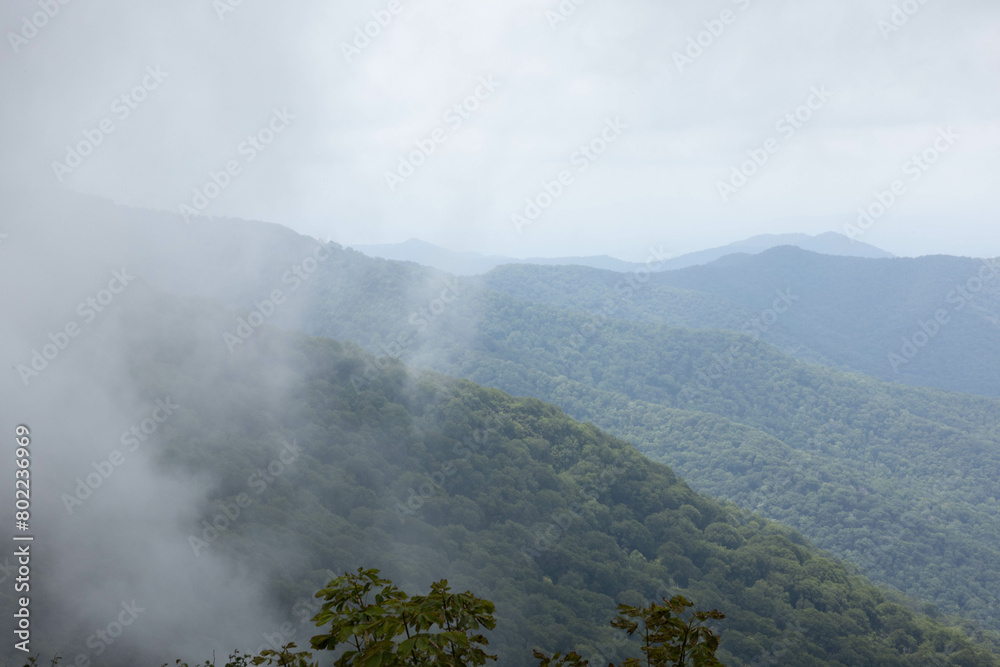 Mountains in a morning fog