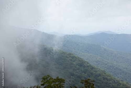 Mountains in a morning fog