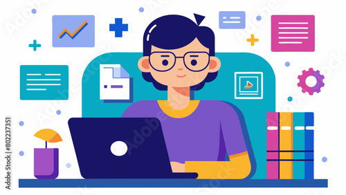Despite challenges with physical tasks a person with dyspraxia excels in computer programming utilizing their strong analytical and logical skills.. Vector illustration