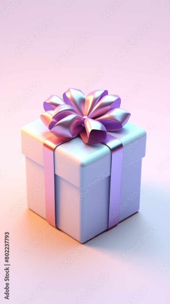 Obraz premium A beautiful pastel blue and pink gift box adorned with a delicate pink bow on top. Generative AI