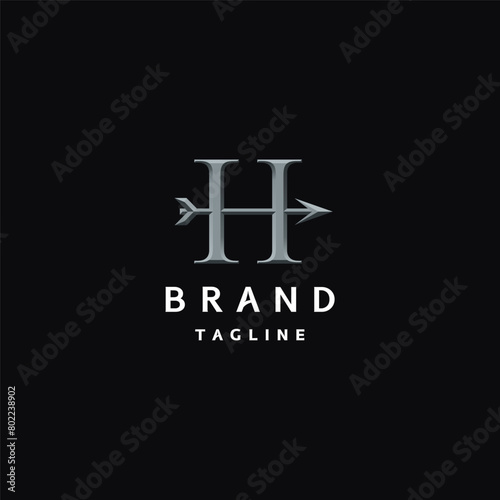 Arrow Through Initial Letter H Logo Design. Initial Letter H With Arrow In The Middle Logo Design.
