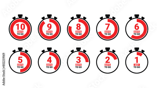 Countdown days to go. six, five, four, three, two, one days to go countdown	