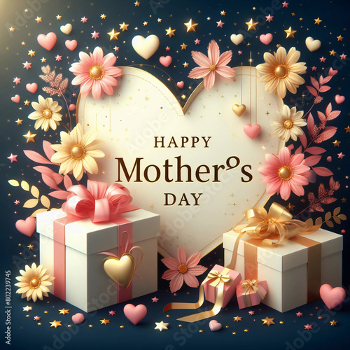 a happy mother's day gift card with hearts and stars, a digital rendering by Zelma Blakely photo