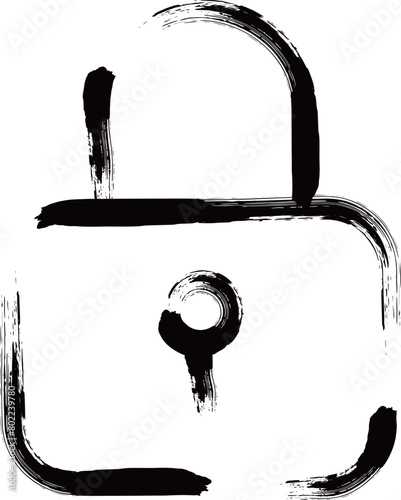 筆書きビジネスアイコン　錠前ロック