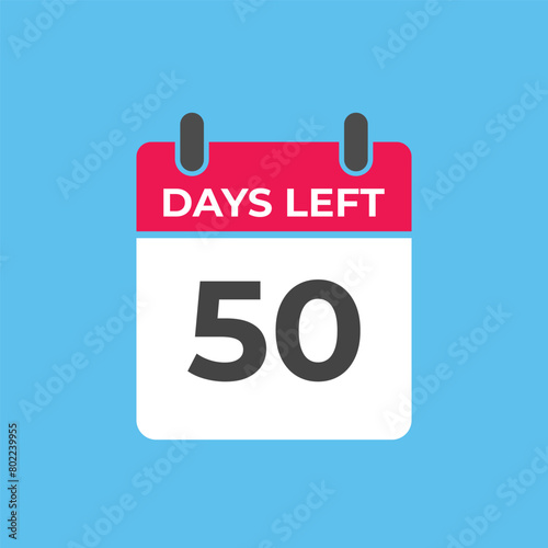 50 days to go countdown template. 50 day Countdown left days banner design. 50 Days left countdown timer 