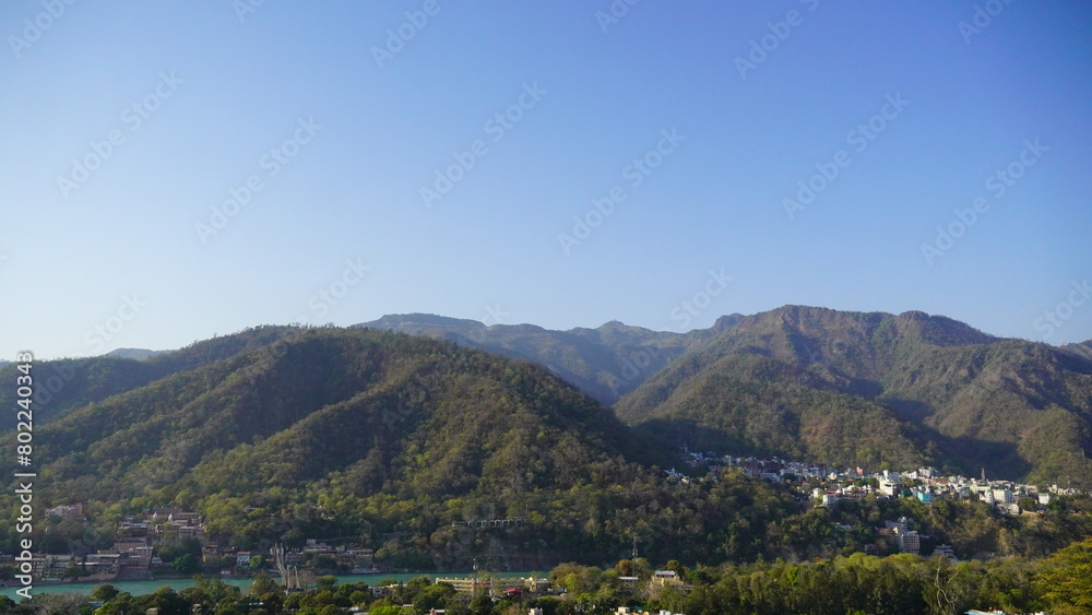 beautiful mountains landscape of rishikesh