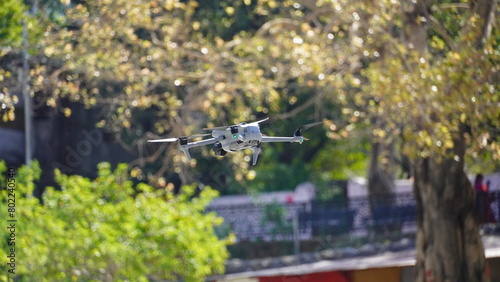a drone flying in the park