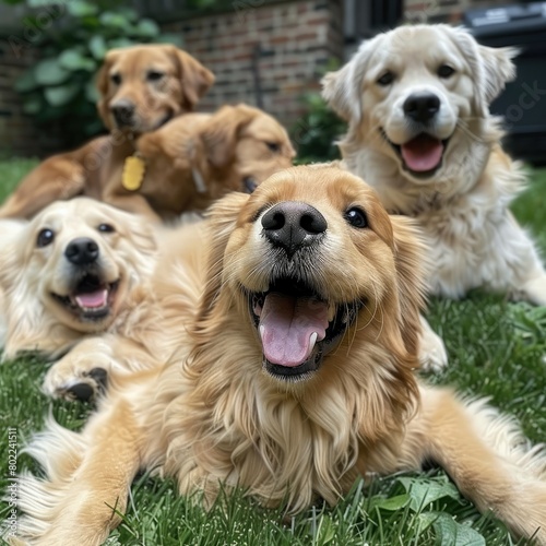 Playful Golden Retriever Engages in Fun with Companion