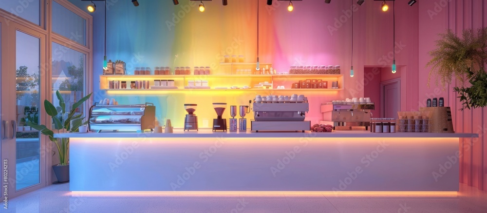 Colorful D Rendered Coffee Shop Interior Inviting and Aromatic Morning Delight