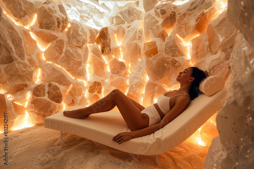 Relaxing in a Salt Cave Spa Therapy Session