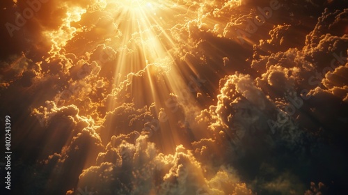 Heavenly Illumination: God's Love and Grace Shining Through in Beams of Light, Symbolizing Divine Presence and Truth photo