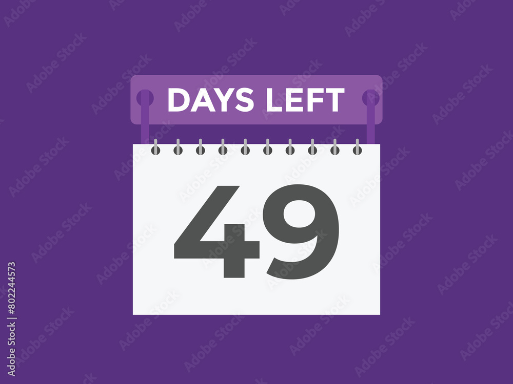 Fototapeta premium 49 days to go countdown template. 49 day Countdown left days banner design. 49 Days left countdown timer 