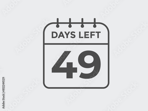 49 days to go countdown template. 49 day Countdown left days banner design. 49  Days left countdown timer
