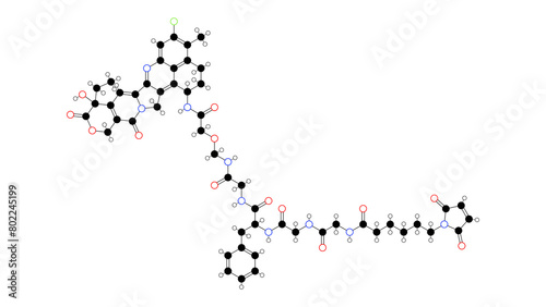 deruxtecan molecule, structural chemical formula, ball-and-stick model, isolated image topoisomerase i inhibitor photo