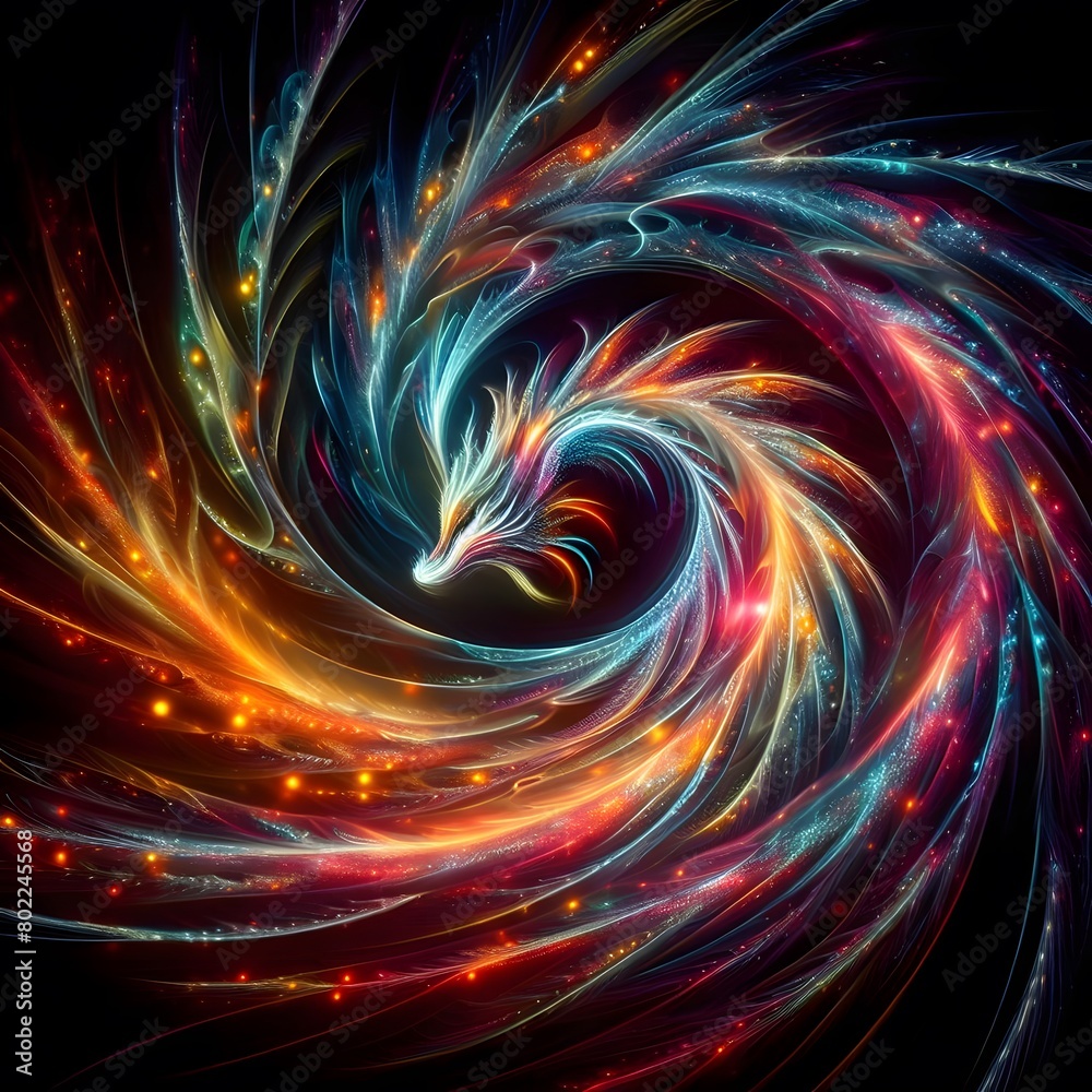 Fusion flare dragon Abstract Colorful Shape of vibrant hues and dynamic Background Fusion flare dragon Abstract Colorful Shape of vibrant hues and dynamic Background