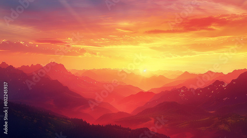 Delight in a sunrise gradient vista animated with life, as vivid colors blend harmoniously into deeper hues, setting the scene for dynamic graphic utilization.