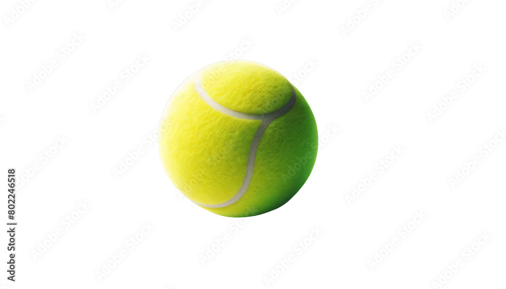 A tennis ball is shown in a white background, transparent background