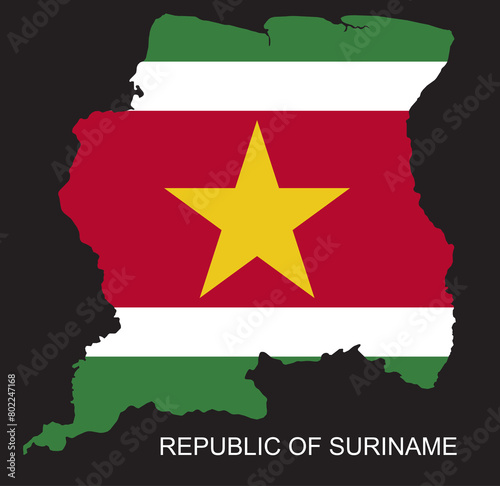 Flagmap of Suriname with dark background photo