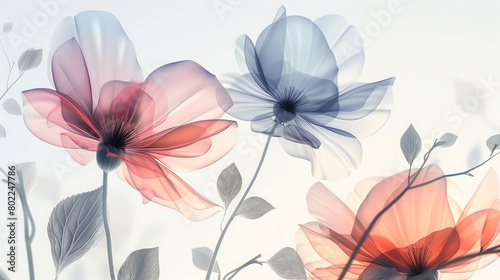 Elegant White and Peach Colored Flowers in a Minimalist Style