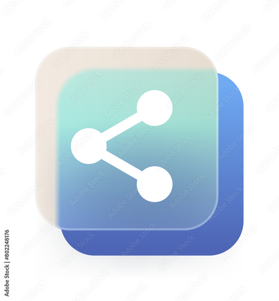 Square glass morphism share icon on isolated background. Send vector sign Square glass morphism share icon on isolated background. Send vector sign