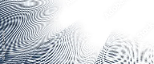 Fototapeta Naklejka Na Ścianę i Meble -  Grey dots in 3D perspective vector abstract background, dotted pattern cool design, wave stream of science technology or business blank template for ads.