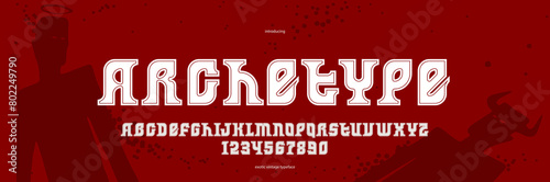 Elegant luxury font with experimental letter shapes, exclusive beauty vector typeface for logos and emblems, retro strong typography for headlines and slogans.