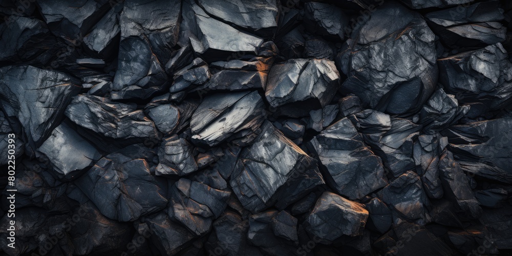 Pile of black natural coal, background photo of coal in outline Pile of black natural coal, background photo of coal in outline
