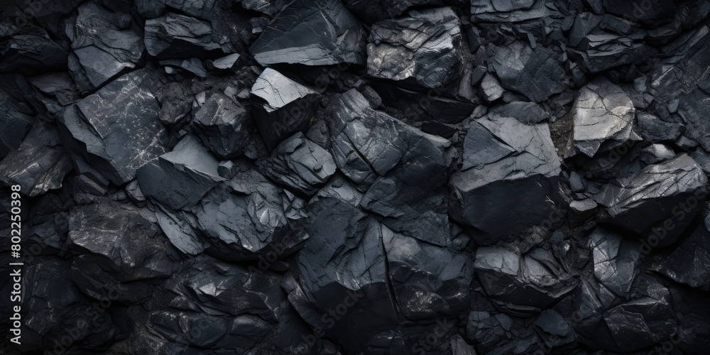 Pile of black natural coal, background photo of coal in outline