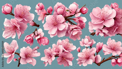 several branches of pink cherry blossoms 