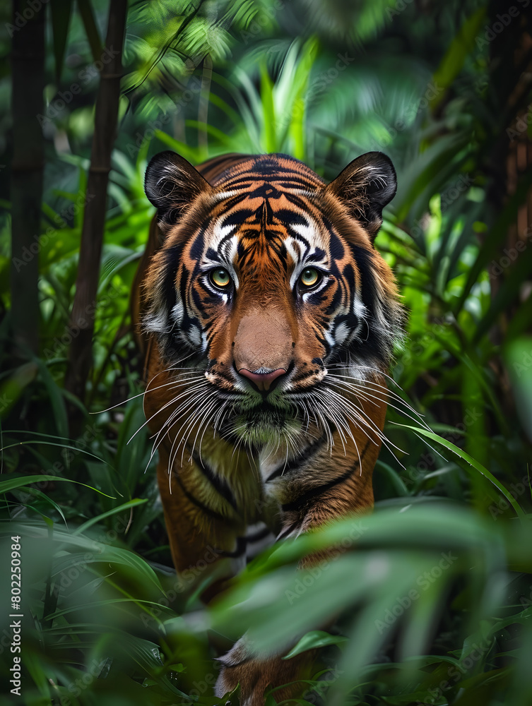 Fototapeta premium tiger running in the jungle