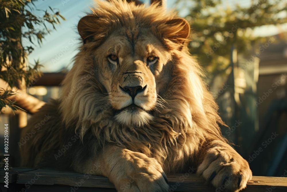 Fototapeta premium LEO family felino lion looking camera