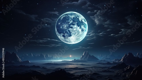 Full Moon in sky at night background