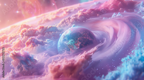 Pastel hues trace the Earth s magnetic field as it dances around a powerful magnet showcasing the unseen but vital cosmic ballet. Generative ai.
