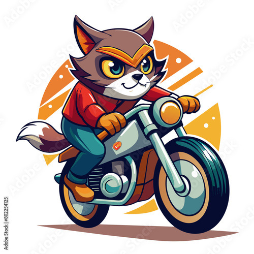 cool cat on a motorbike, leaning back against the seat with one paw on the throttle and a nonchalant gaze as it speeds down the road