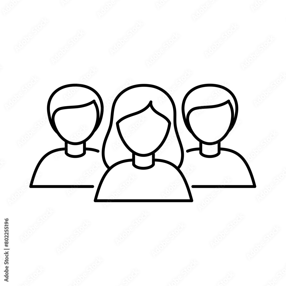 Group of people outline icon. Teamwork, partnership success concept. Editable stroke. Isolated vector illustration Group of people outline icon. Teamwork, partnership success concept. Editable stroke. Isolated vector illustration