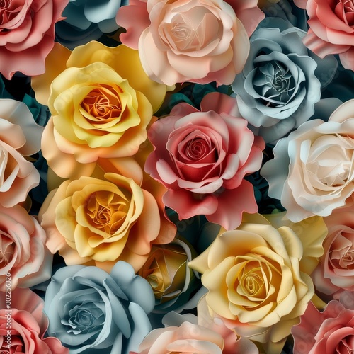 Colored roses beautiful pattern background