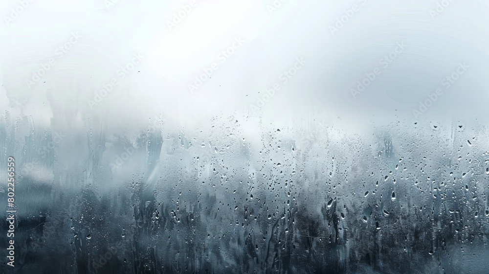 Obraz premium Serene raindrops on window pane with soft light backdrop