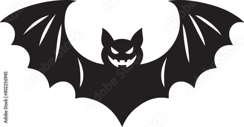 Silhouette of flying bat traditional Halloween symbol.