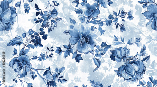 Elegant blue floral pattern for textile and wallpaper design